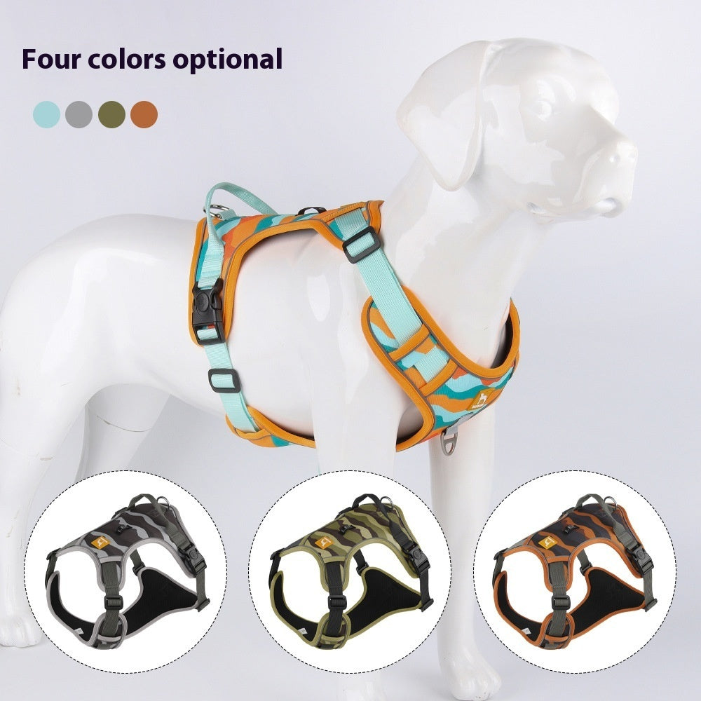 Reflective Dog Chest & Back Harness with Hand-Held Rope Leash – Secure Commuter Walking Gear
