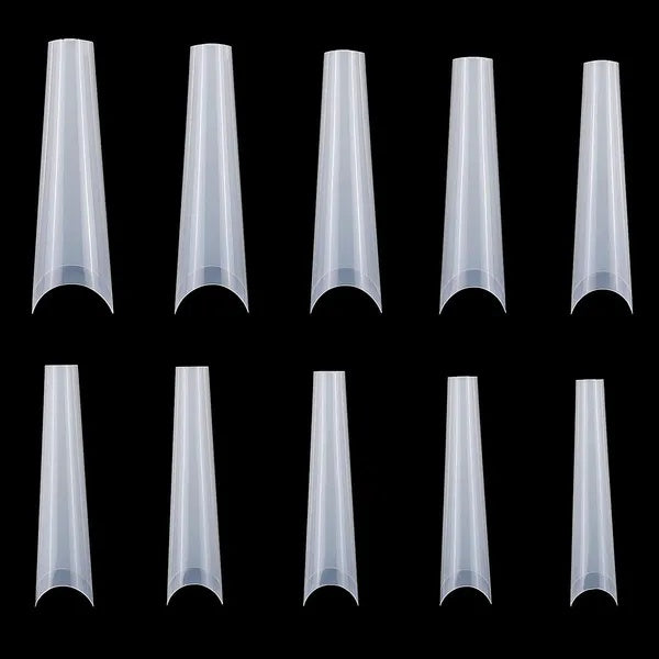 500PCS C-Curve False Nail Tips – Half Cover French, Extra Long Acrylic Nails