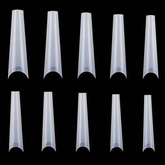500PCS C-Curve False Nail Tips – Half Cover French, Extra Long Acrylic Nails