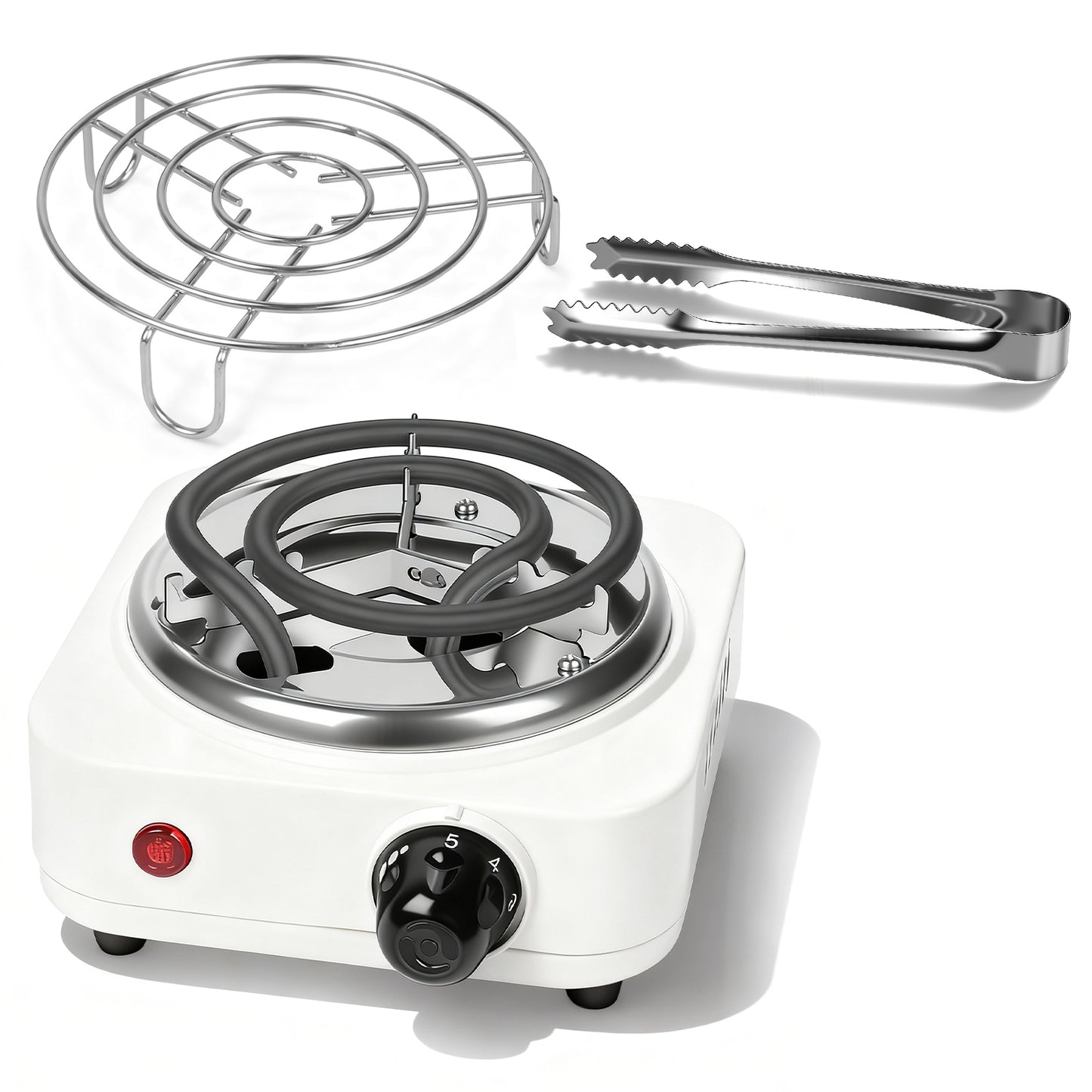 500W Electric Charcoal Burner for Hookah – 5-Level Thermostat with Grill & Tongs