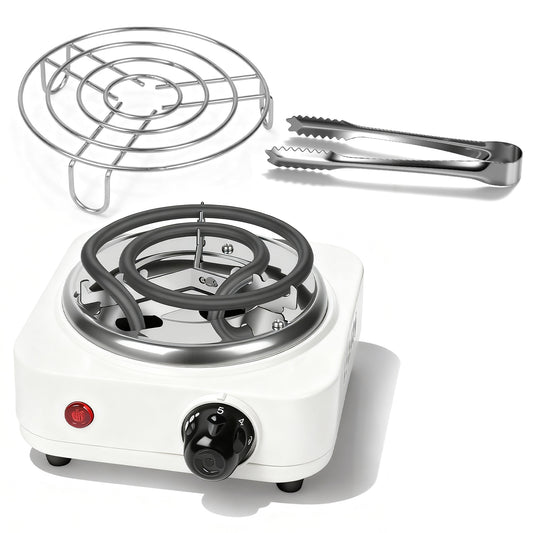500W Electric Charcoal Burner for Hookah – 5-Level Thermostat with Grill & Tongs