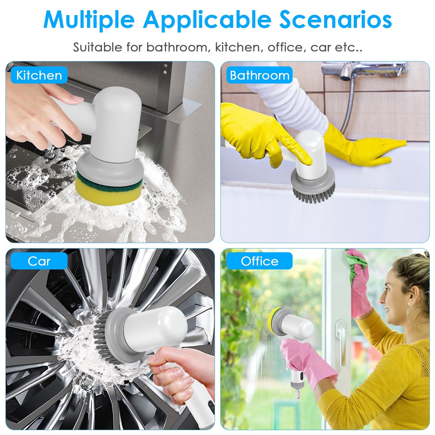 Cordless Electric Spin Scrubber Rechargeable Cleaning Brush Set