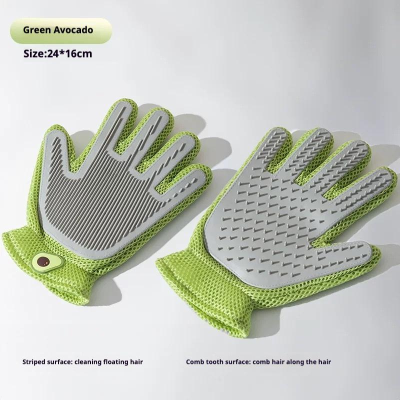 2-in-1 Pet Grooming Gloves for Cats & Dogs – Double-Sided Hair Removal & Massage, Anti-Scratch, Bite-Resistant, Efficient Fur Remover