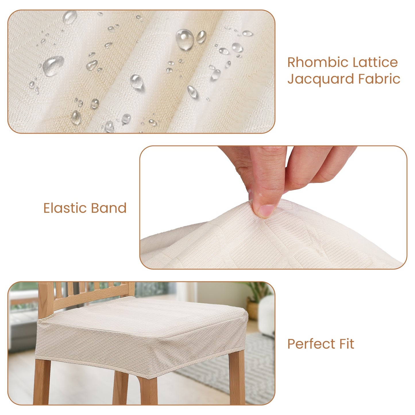 4-Pack Waterproof Dining Chair Slipcovers – Stretchable, Removable & Washable Jacquard Seat Covers