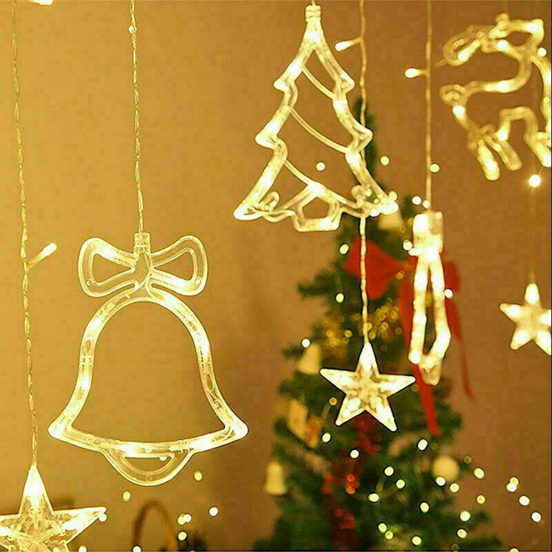 LED Fairy String Curtain Lights Star Window Decor for Christmas
