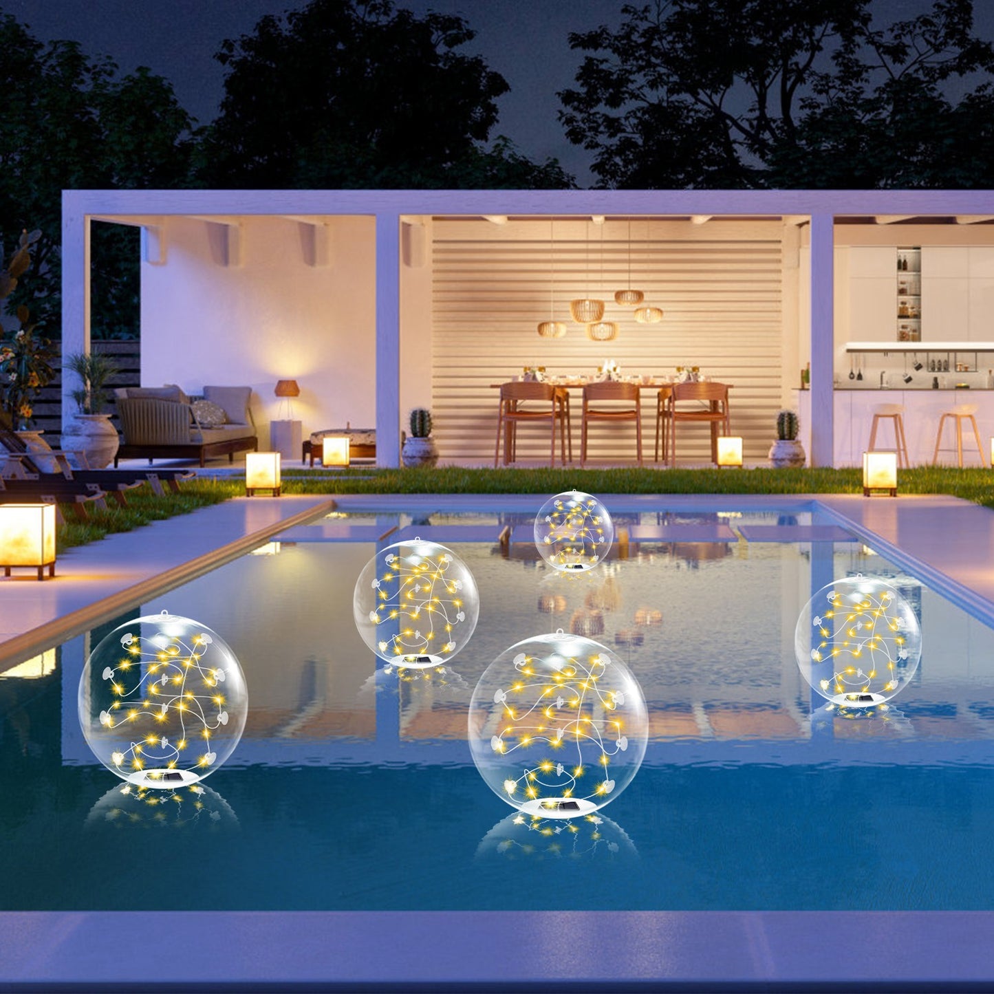 2Pcs 14in Solar Floating Pool Lights IP68 Waterproof With Remote