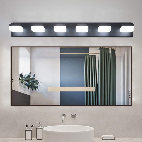 Modern 6-Light Black LED Makeup Mirror Vanity Light