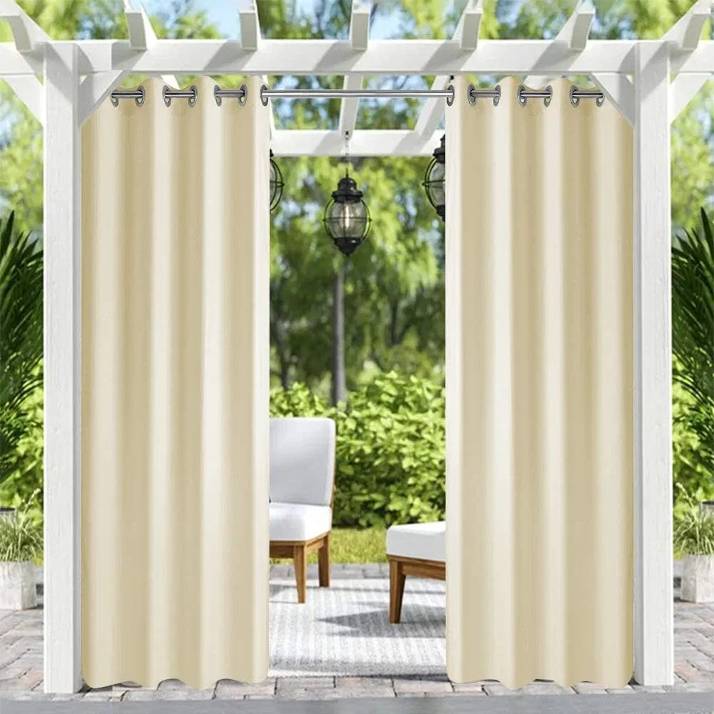 Outdoor Patio Curtain – 50x10in Ivory Grommet Top Window & Door Panel