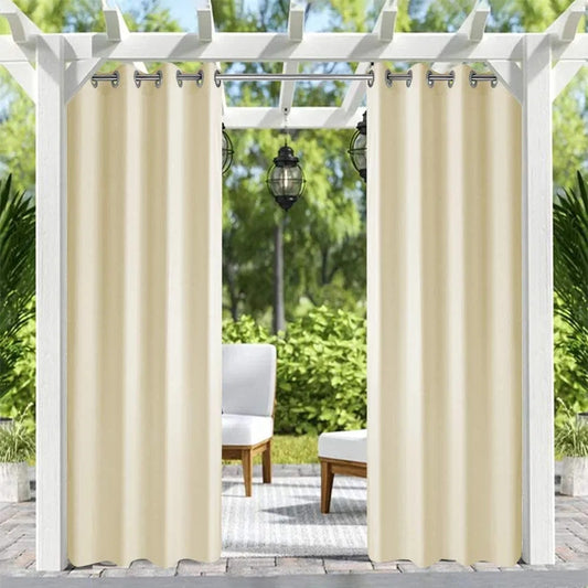 Outdoor Patio Curtain – 50x10in Ivory Grommet Top Window & Door Panel