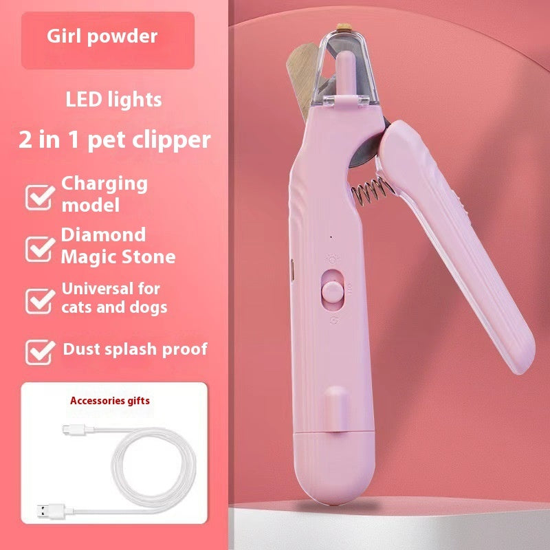 2-in-1 Pet Nail Clippers with LED Light – Dog & Cat Paw Trimmer with Safety Blood Guard