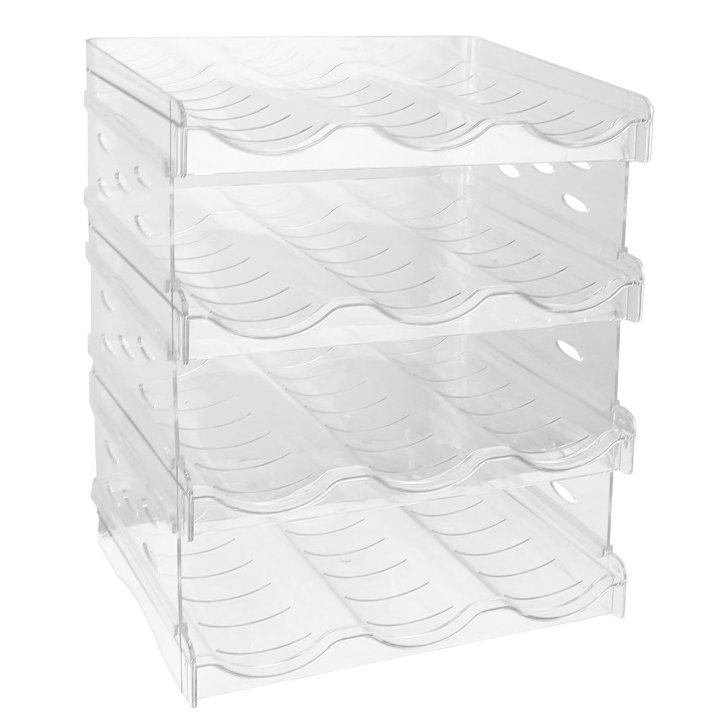 4-Tier Bottle Storage Holder – Stackable 12 Bottle Organizer for Kitchen Fridge & Pantry