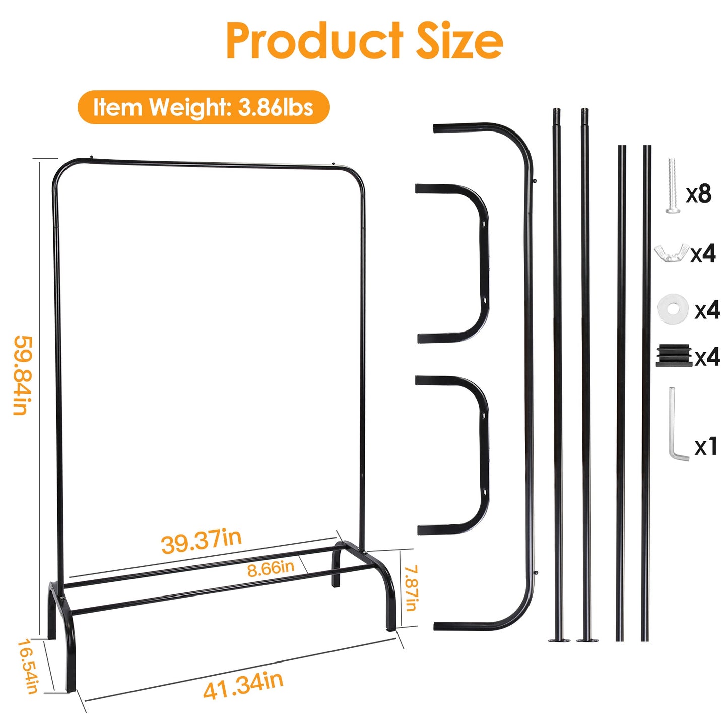 Freestanding Garment Rack with Bottom Shelf – 33lbs Heavy Duty Clothing Rack Organizer