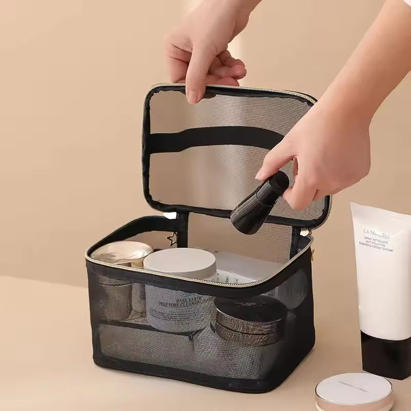 2PCS Hanging Toiletry & Makeup Bag – Double-Layer Portable Cosmetic Case