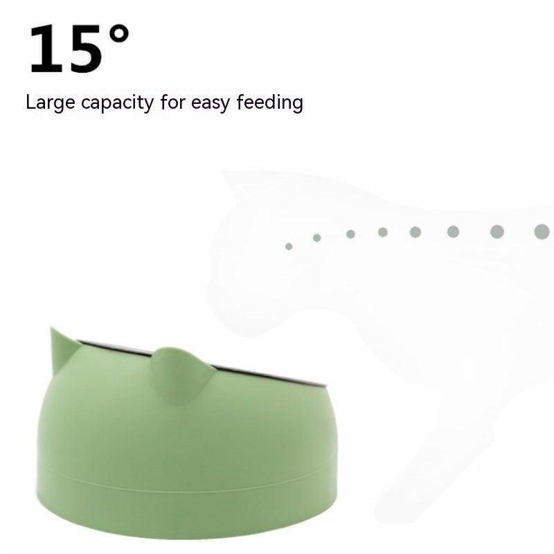 Stainless Steel Elevated Double Dog Bowl – Cervical Protection, Slanted Design for Food & Water