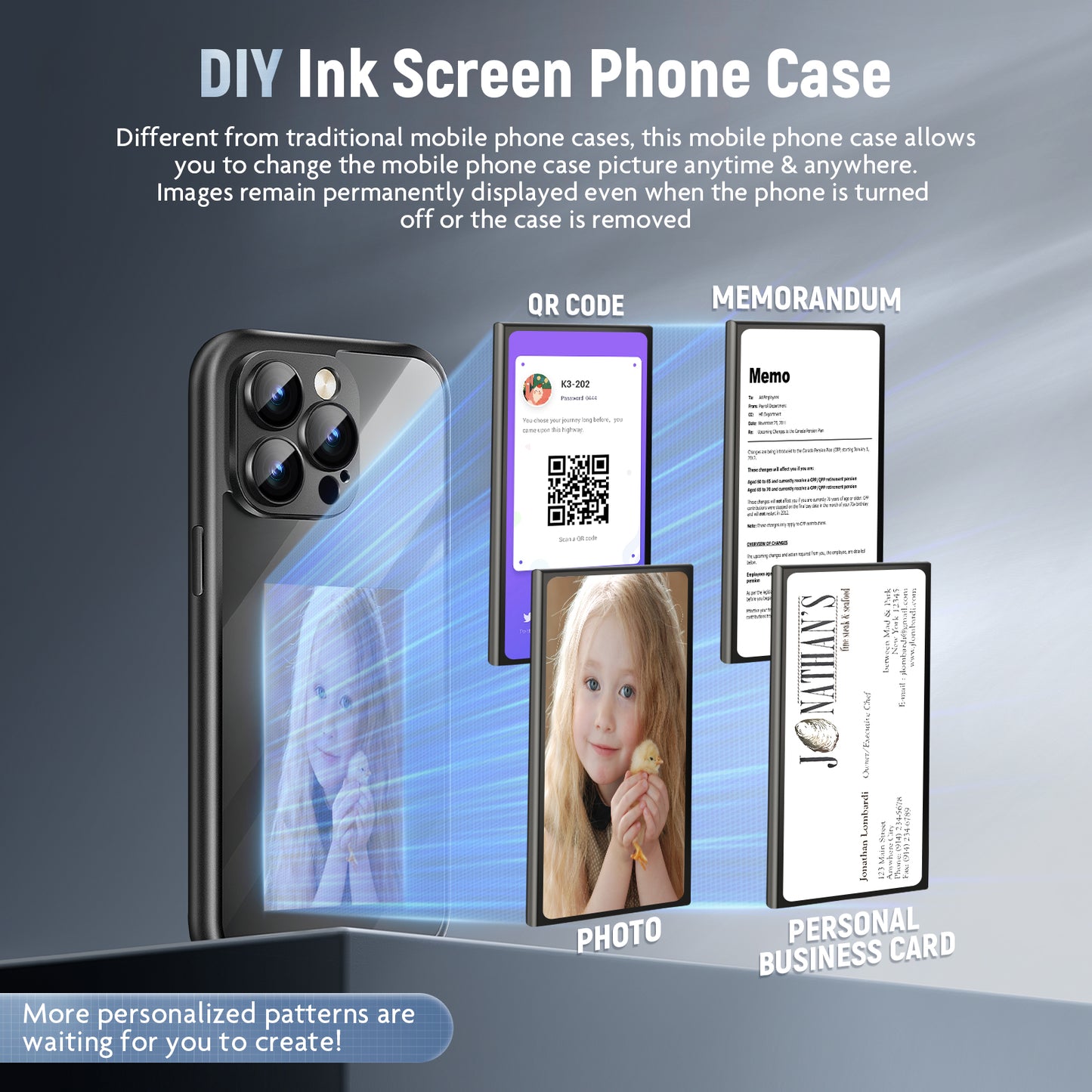 iPhone 15 Pro Max NFC Ink Screen Flip Custom DIY Case