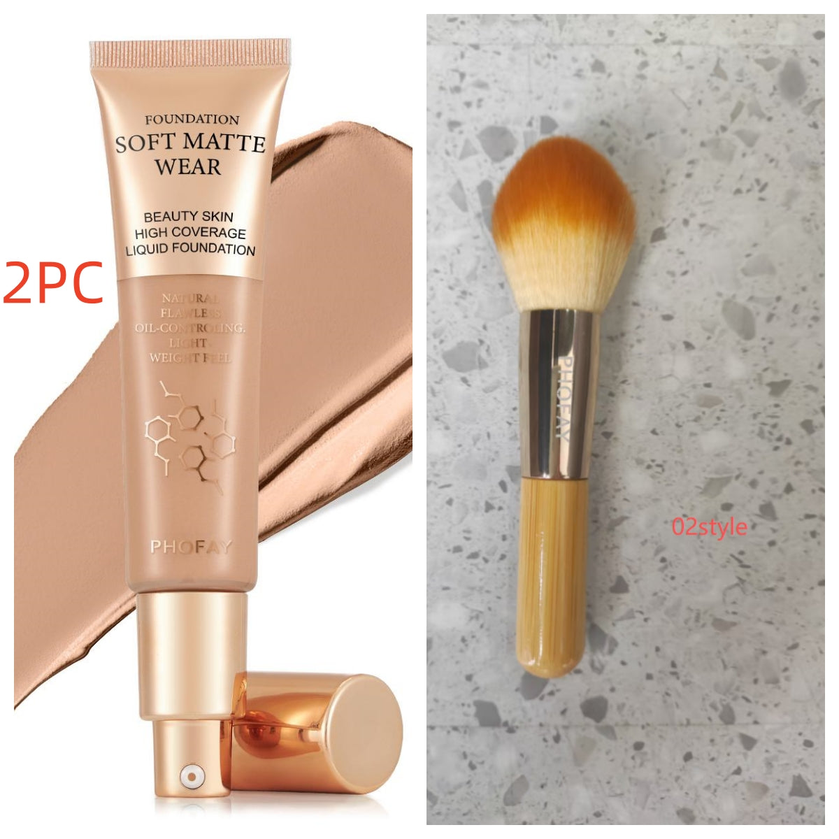 PHOFAY Full Coverage Liquid Foundation – Long-Lasting Matte, Smooth Finish