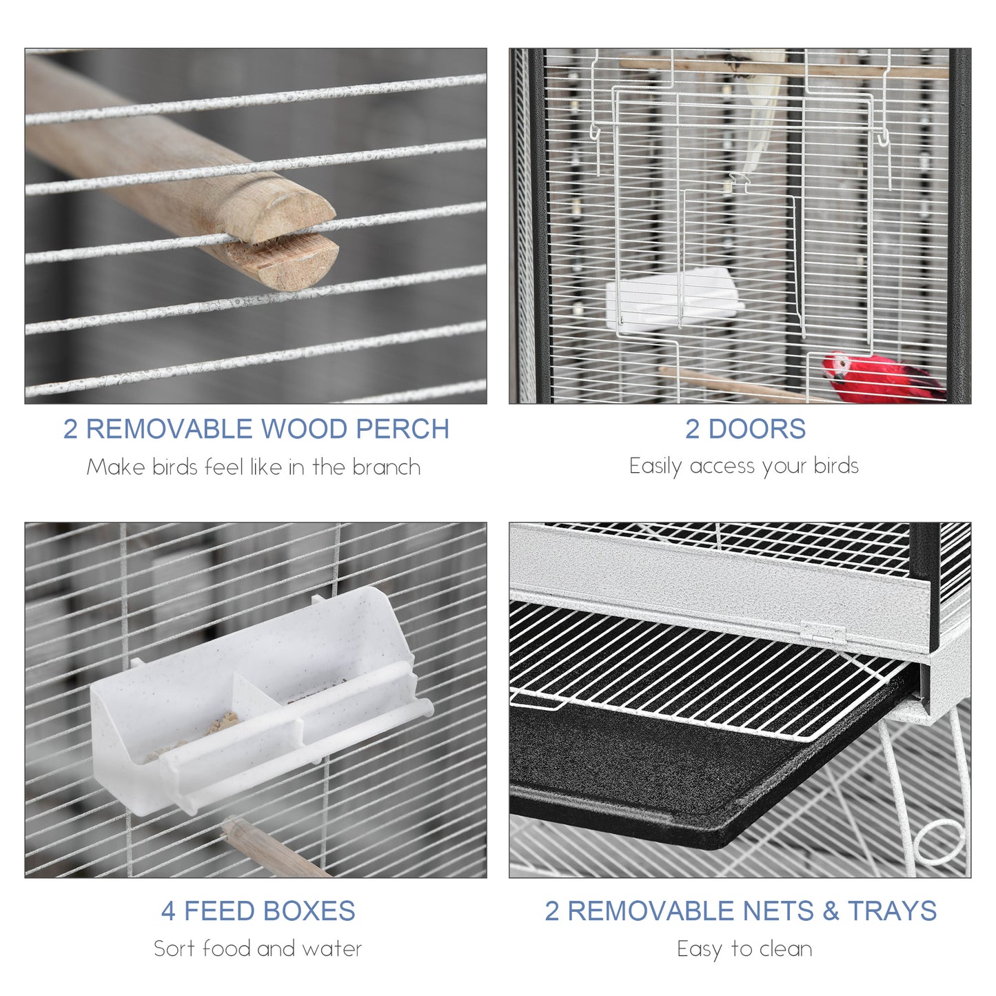 77” Hexagon Portable Flight Bird Cage Aviary with Covered Canopy & Storage Shelf