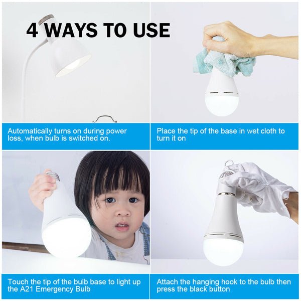 R70 LED Fast Charging Bulb with Built-in Battery & Hook