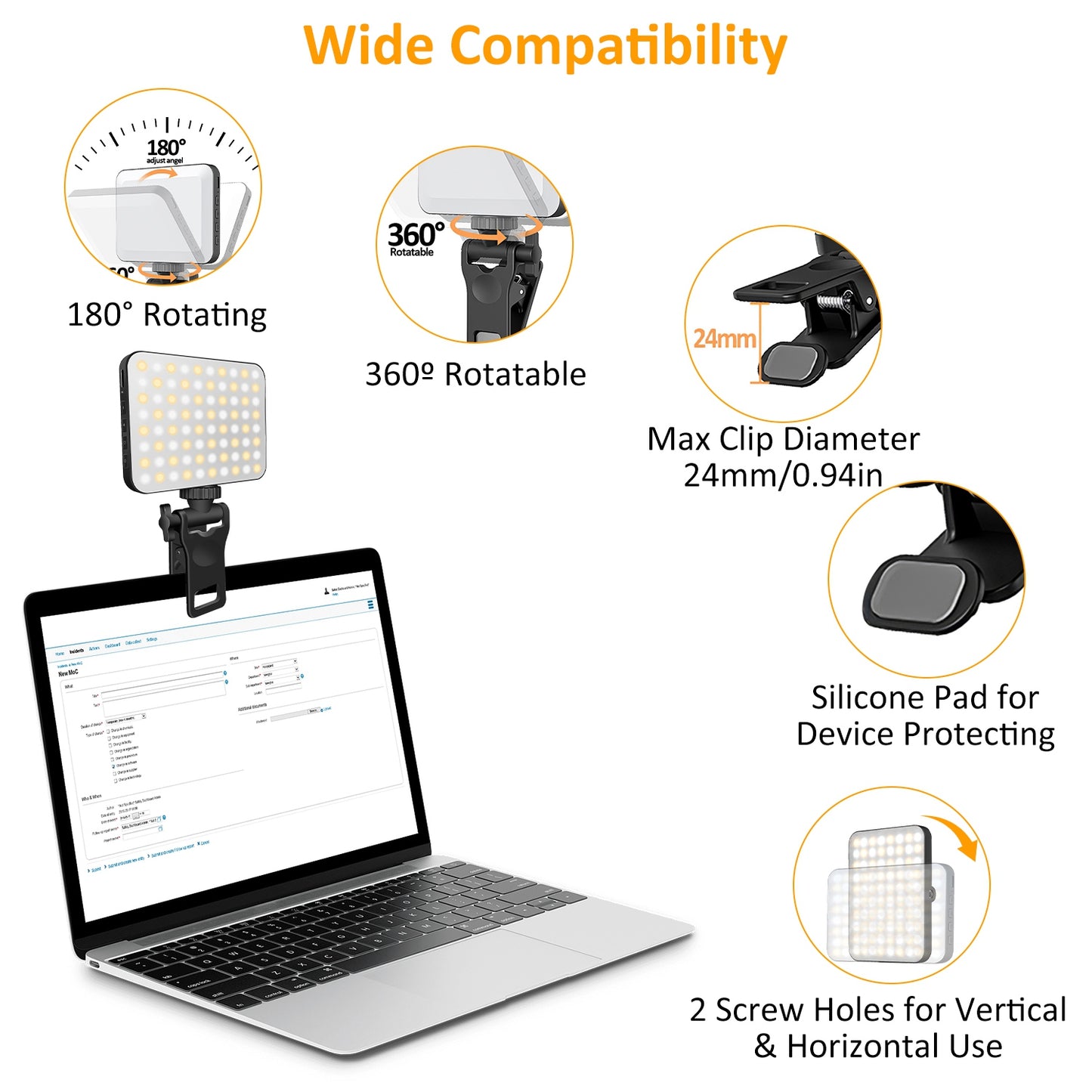 Rechargeable Clip-On Selfie Ring Light – 2000mAh Portable Fill Light with 3 Modes & 10 Brightness Levels