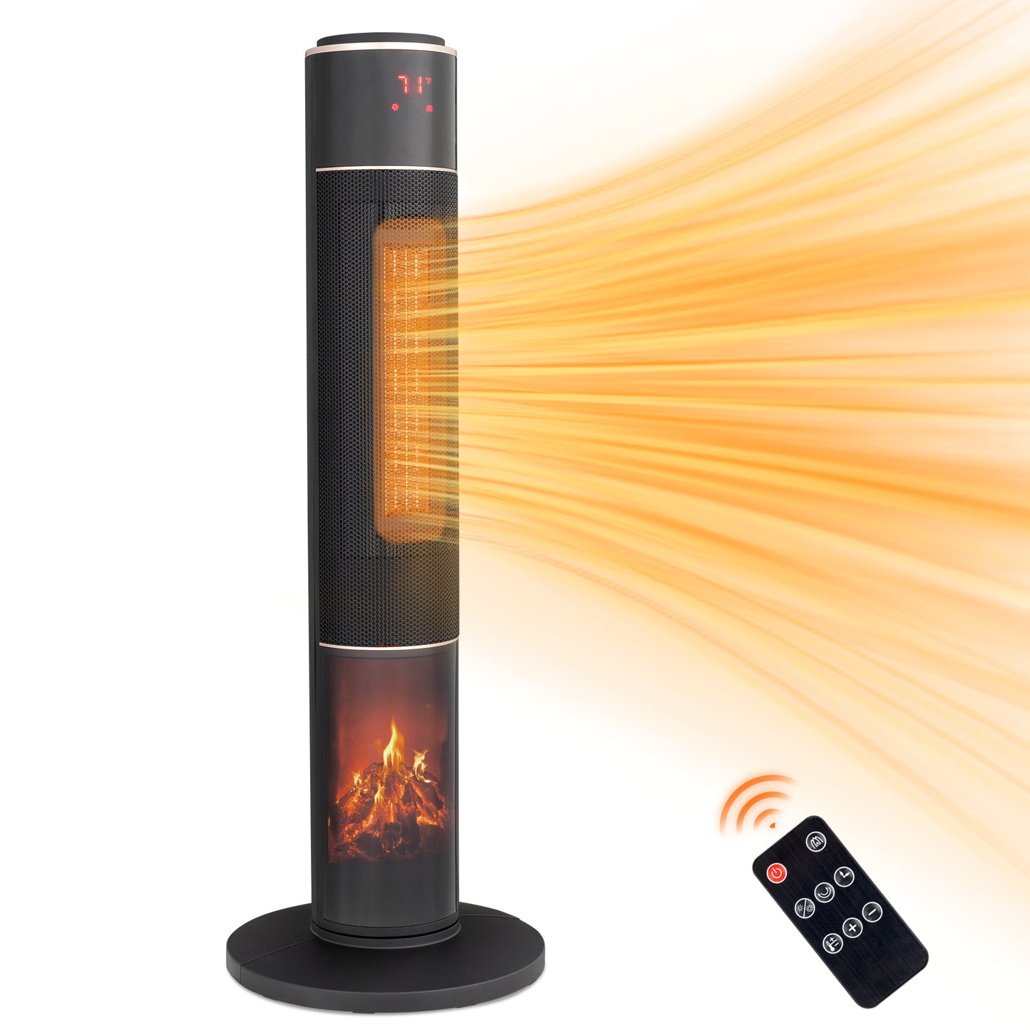 33-Inch Tower Space Heater 1500W 3D Flame Oscillating Portable