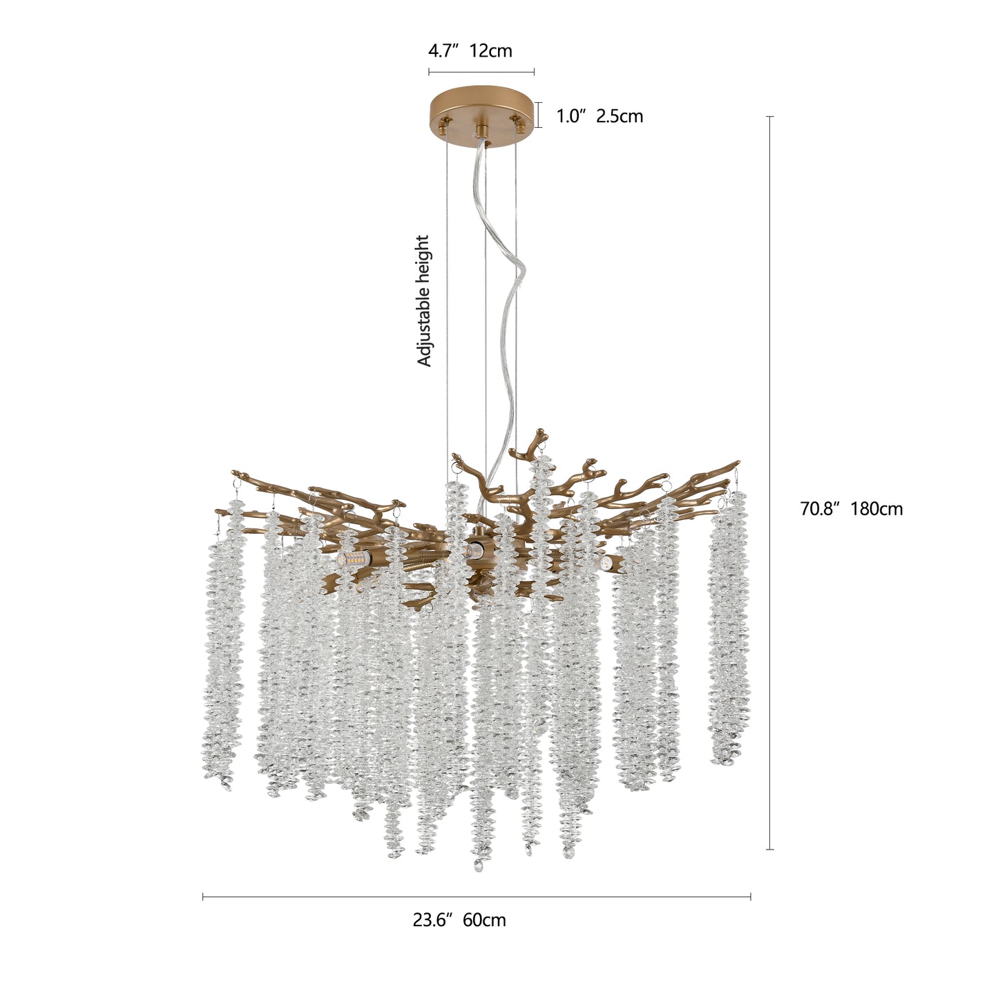 24 Inch Modern Gold Crystal Pendant Light Luxury Ceiling Chandelier