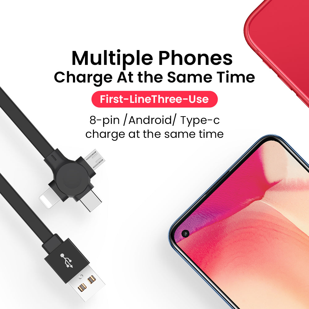 4-in-1 Retractable Macaron USB Cable With Phone Stand