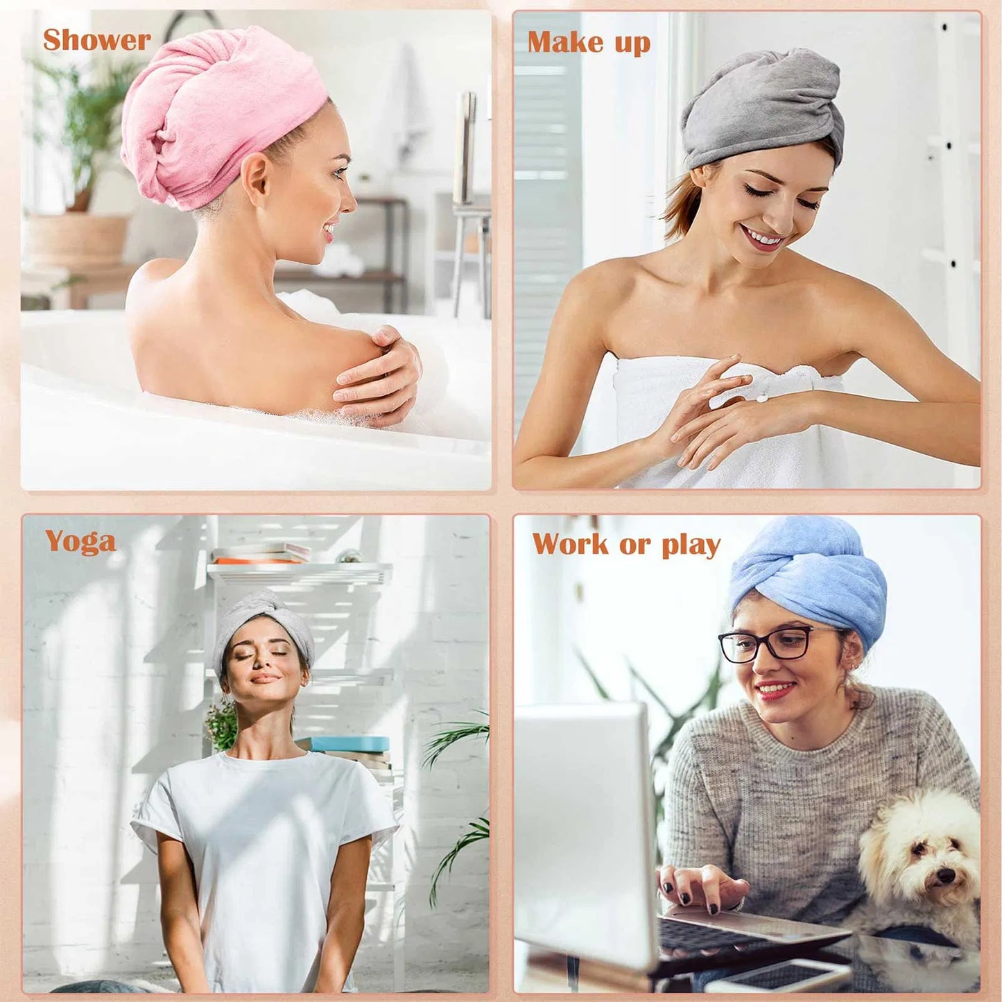 Women’s 3-Pack Microfiber Hair Towel Wraps – Ultra Absorbent Turbans for Curly, Long & Thick Hair