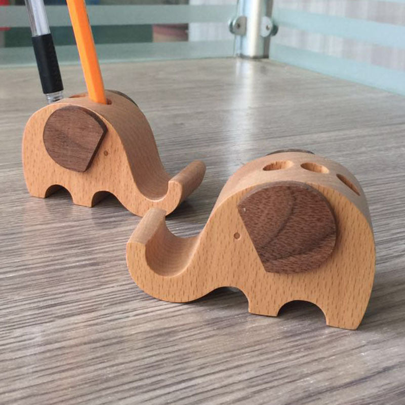 Creative Beech Wood Lazy Phone Holder With Coin Slot