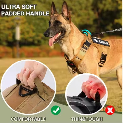“Hiphoppet Tactical Dog Harness – Adjustable, Reflective, No-Pull Vest for Large Dogs with Metal Buckle”