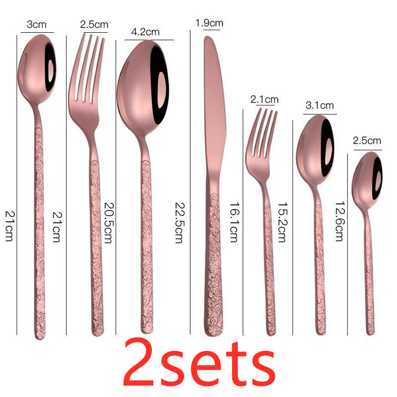 Embossed Textured Handle Steak Knife Set – Western Style Cutlery