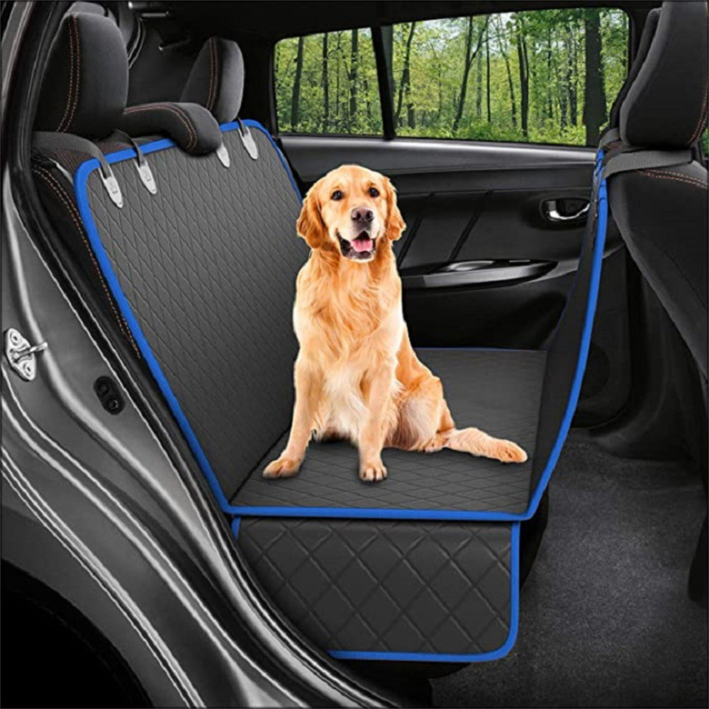Dog Car Seat Cover & Pet Hammock – Rear Seat Protector with Mesh Window, Zipper & Storage Pocket for Travel
