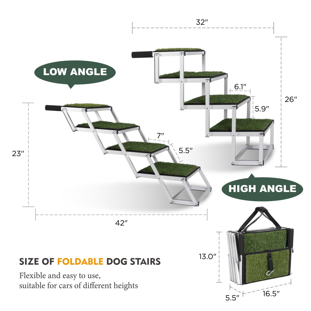 “Foldable Dog Ramp for Cars & SUVs – Portable Non-Slip Stairs for Large Dogs Up to 250lbs”
