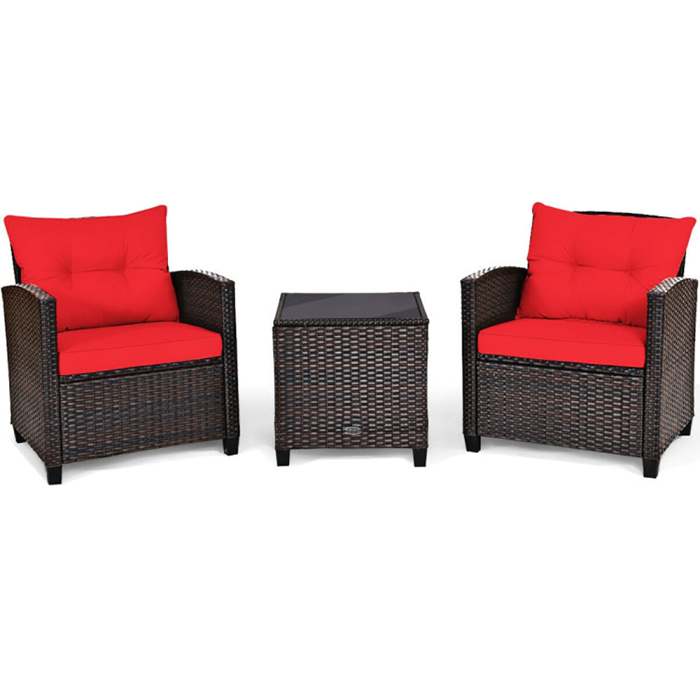 3-Piece Rattan Patio Furniture Set – Outdoor Seating with Washable Cushions