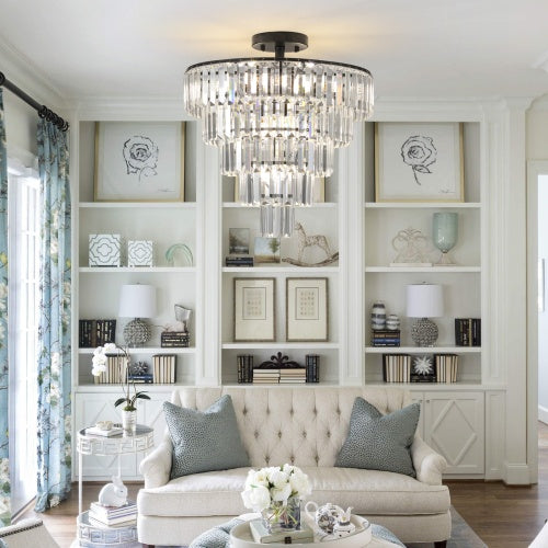 Large Black Crystal Chandelier Modern Luxury Ceiling Light Fixture