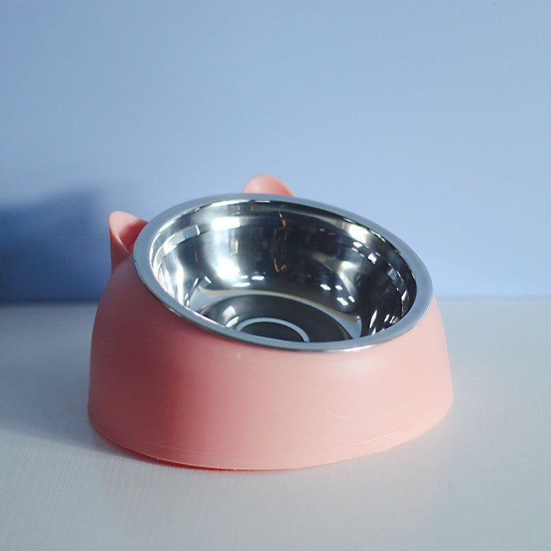 Stainless Steel Elevated Double Dog Bowl – Cervical Protection, Slanted Design for Food & Water