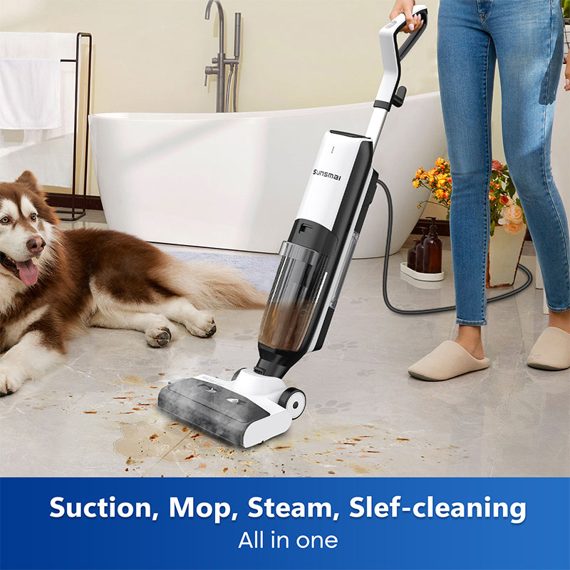 4-in-1 Steam Vacuum Mop Wet Dry Cleaner with LED Display