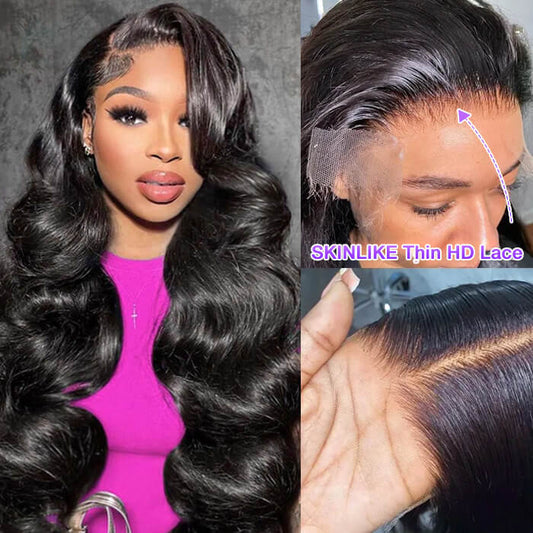 13x4 Lace Front Human Hair Wig – Natural Color Body Wave, Pre-Plucked Hairline