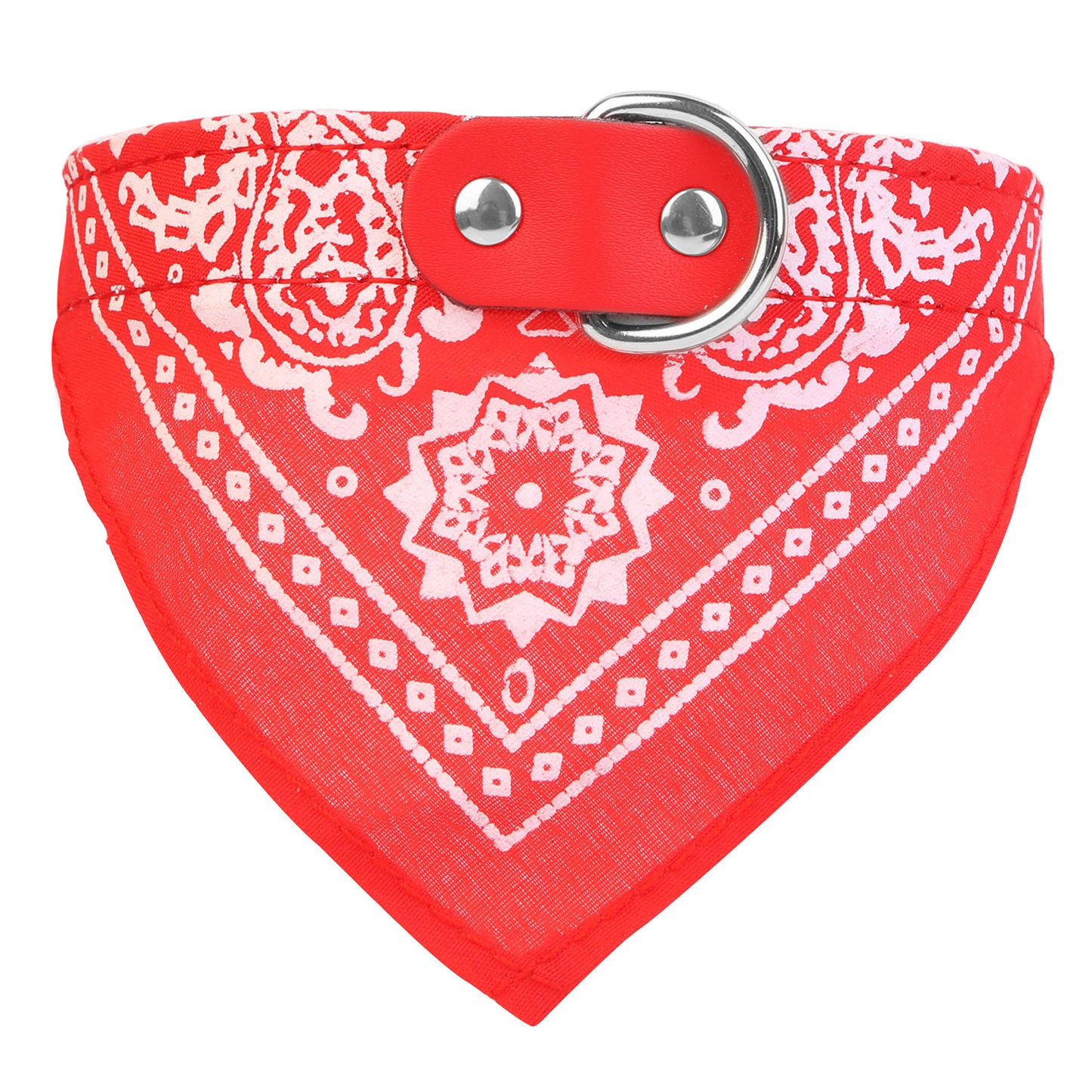 Adjustable Leather Pet Collar with Triangle Bandana – Stylish Dog & Cat Scarf