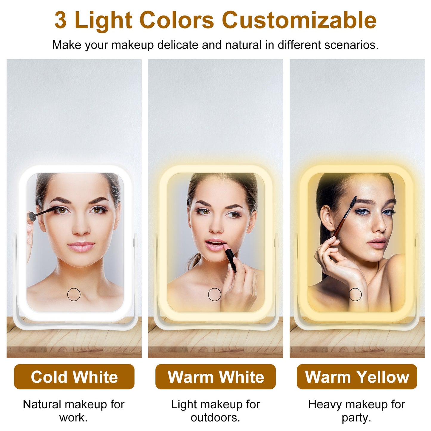10X Magnifying Lighted Double-Sided Travel Makeup Mirror - USB Rechargeable