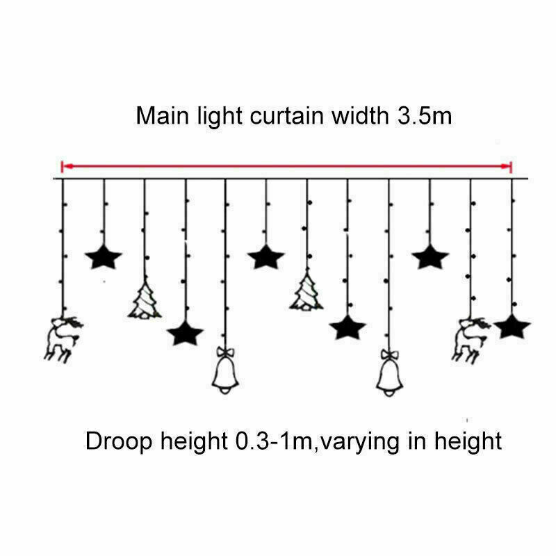 LED Fairy String Curtain Lights Star Window Decor for Christmas