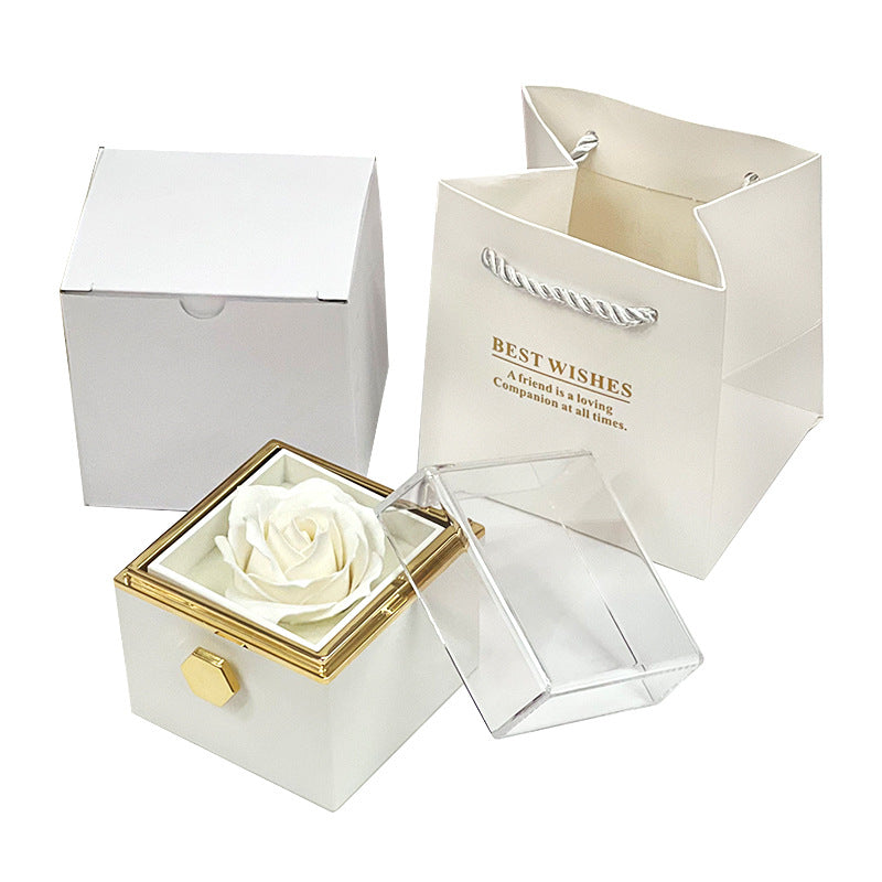 Rotating Soap Flower Rose Gift Box – Creative Jewelry & Valentine’s Day Gift for Women
