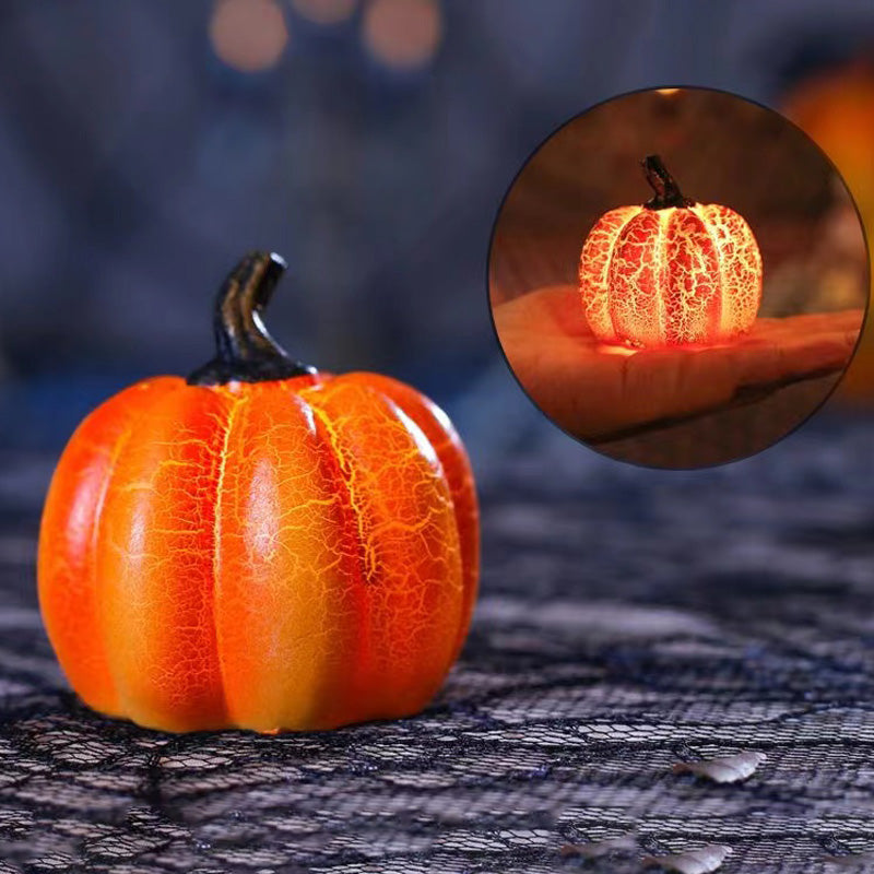 Halloween Pumpkin LED Lantern – Resin Luminous Simulation Candle Lamp
