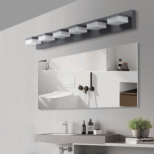Modern 6-Light Black LED Makeup Mirror Vanity Light