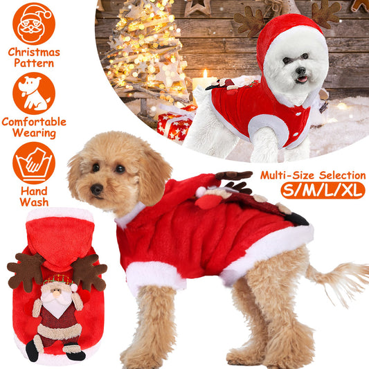 Pet Christmas Costume – Santa & Reindeer Winter Outfit for Small & Medium Dogs and Cats