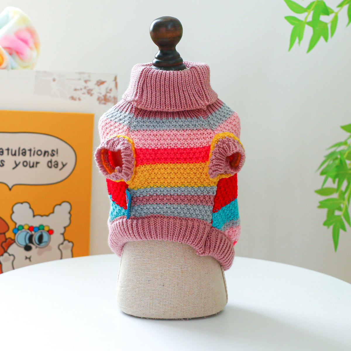 Colorful Striped Pet Sweater – Cozy & Comfortable Knit for Dogs & Cats