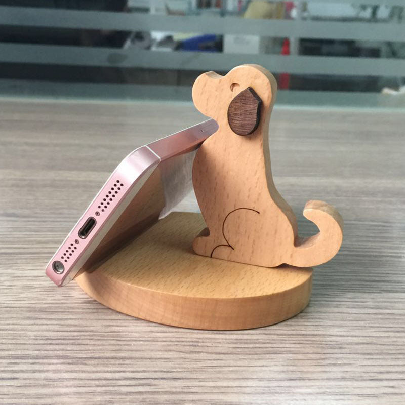 Creative Beech Wood Lazy Phone Holder With Coin Slot