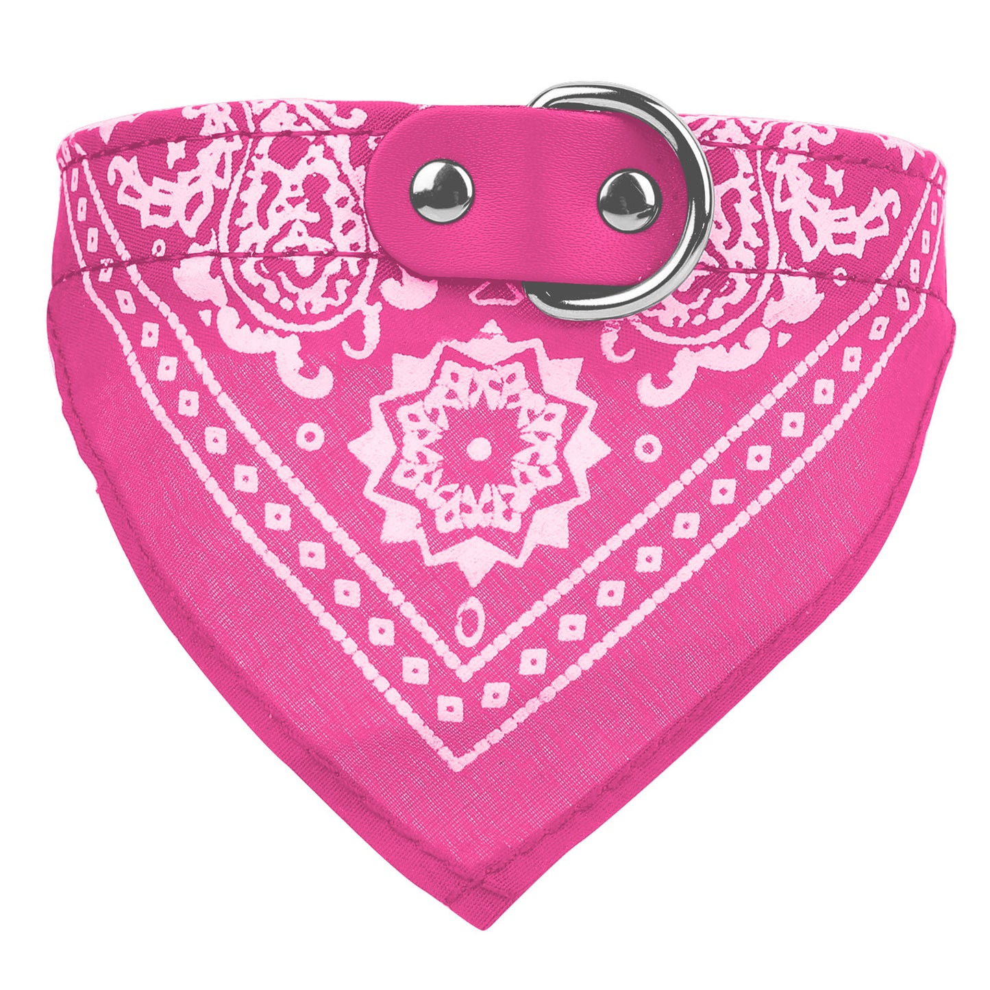 Adjustable Leather Pet Collar with Triangle Bandana – Stylish Dog & Cat Scarf