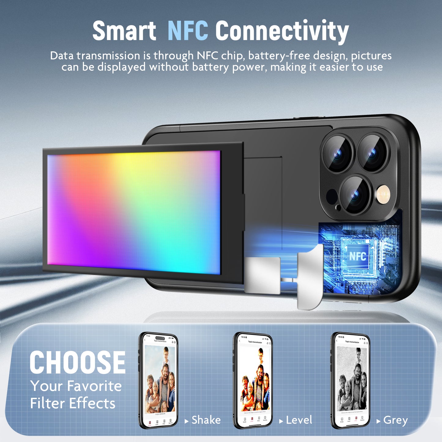 iPhone 15 Pro Max NFC Ink Screen Flip Custom DIY Case