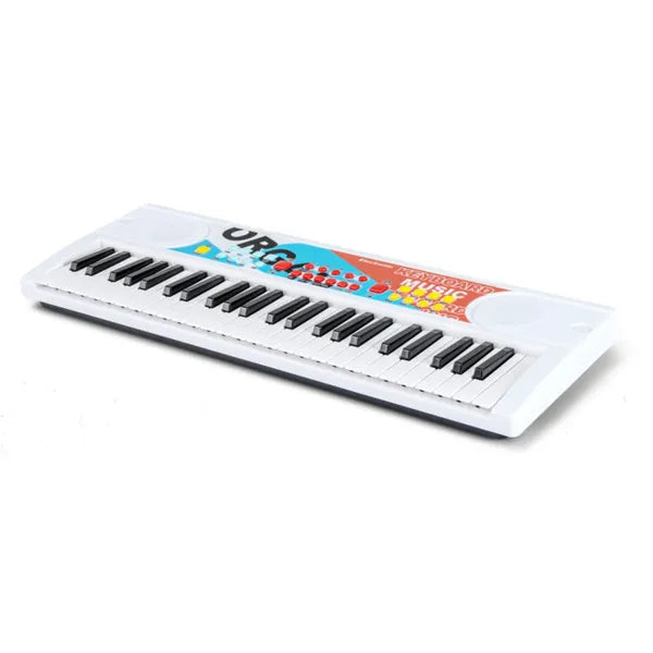 49 Keys Kids Electronic Keyboard With Microphone, 8 Tones & Rhythms Educational Music Toy For Age 3+ - White
